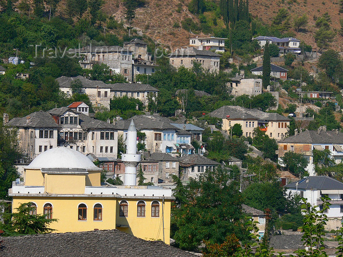 albania120: Gjirokaster, Albania: yellow mosque and houses on the slope - photo by J.Kaman - (c) Travel-Images.com - Stock Photography agency - Image Bank