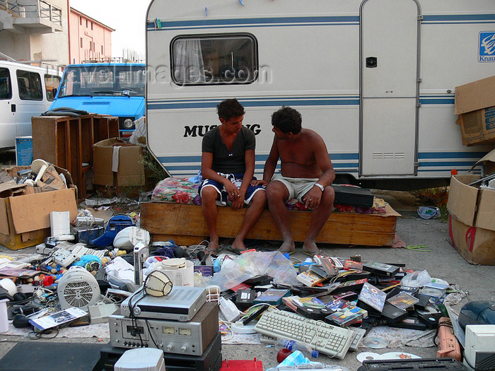 albania131: Shengjin, Lezhë county, Albania: Albanian Gypsies in junk paradise - photo by J.Kaman - (c) Travel-Images.com - Stock Photography agency - Image Bank