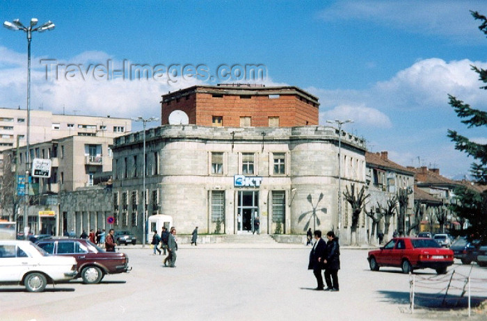 albania14: Albania / Shqiperia - Korçë / Korça / Korce: bank on the main square - photo by M.Torres - (c) Travel-Images.com - Stock Photography agency - Image Bank