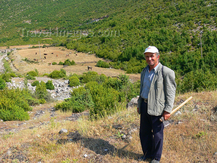 albania165: Kamnik, Kolonjë, Korçë county, Albania: man with axe - photo by J.Kaman - (c) Travel-Images.com - Stock Photography agency - Image Bank