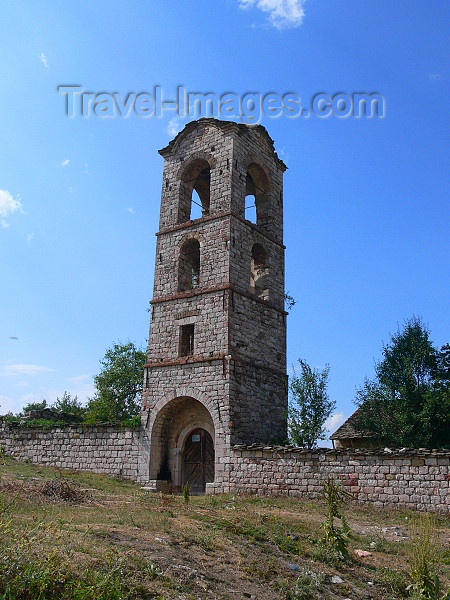albania168: Moscopole / Voskopojë / Voskopoja, Korçë county, Albania: bell tower ruins - the Aromanian town was destroyed by the Turks in 1788 - photo by J.Kaman - (c) Travel-Images.com - Stock Photography agency - Image Bank