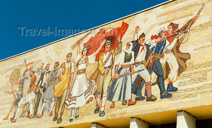 albania38: Albania / Shqiperia - Tirana: the workers vanguard - mosaic at the Albanian National Culture Museum - photo by G.Frysinger - (c) Travel-Images.com - Stock Photography agency - Image Bank