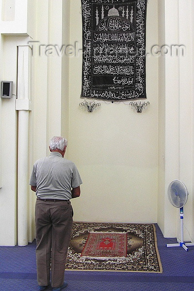 albania56: Albania / Shqiperia - Shkodër/ Shkoder / Shkodra: Muslim man praying inside the Al-Zamil Mosque - photo by J.Kaman - (c) Travel-Images.com - Stock Photography agency - Image Bank