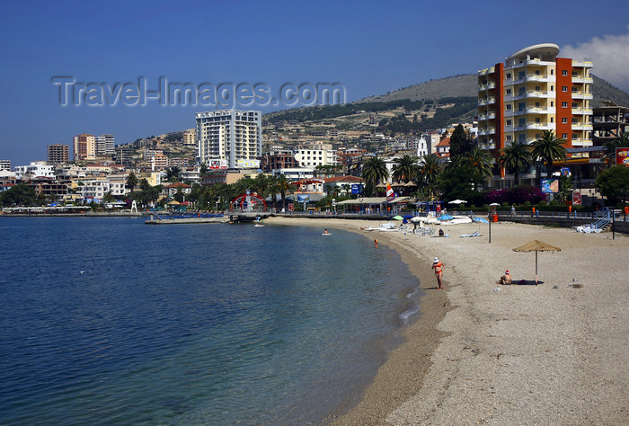 albania68: Sarandë, Vlorë County, Albania: jewel of the 'Albanian Riviera' - beach and promenade - photo by A.Dnieprowsky - (c) Travel-Images.com - Stock Photography agency - Image Bank