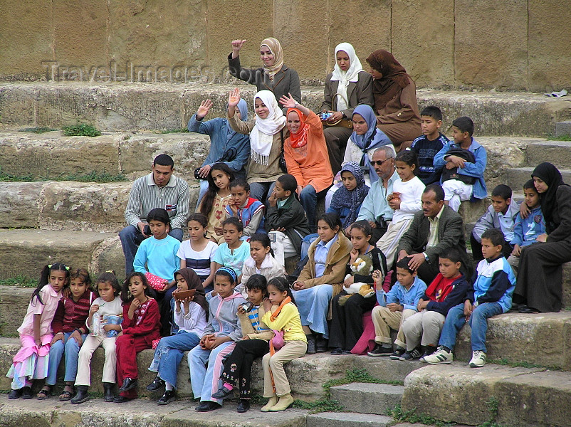 algeria145: Algeria / Algerie - Timgad: people in the Roman theatre - photo by J.Kaman - gens dans le théâtre romain - (c) Travel-Images.com - Stock Photography agency - Image Bank