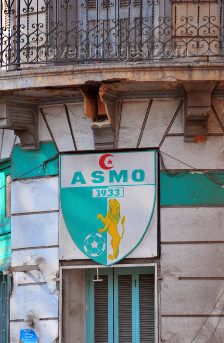 algeria166: Oran, Algeria / Algérie: logo of ASMO - football club - Bd Dr Benzerdjeb, former Bd Sébastopol - photo by M.Torres | logotype - siège de l'ASMO - Association Sportive Musulmane d'Oran - Bd Dr Benzerdjeb ex-Bd Sébastopol - (c) Travel-Images.com - Stock Photography agency - Image Bank