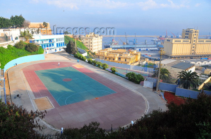 algeria182: Oran, Algeria / Algérie: oval track surrounding a handball field - view over the harbour, Quai Ste. Thérése - photo by M.Torres | piste ovale entourant un terrain de handball - vue sur le port - (c) Travel-Images.com - Stock Photography agency - Image Bank