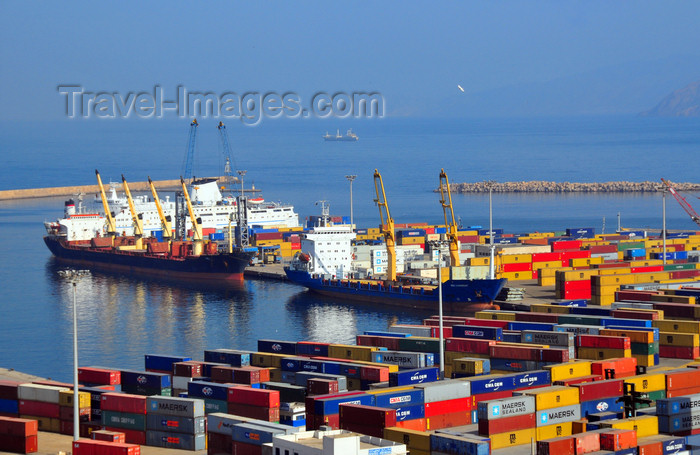 algeria194: Oran, Algeria / Algérie: harbor - container ships and isotainer storage - photo by M.Torres | le port - deux navires porte-conteneurs et stockage de conteneurs - Quai de Dunkerque - (c) Travel-Images.com - Stock Photography agency - Image Bank