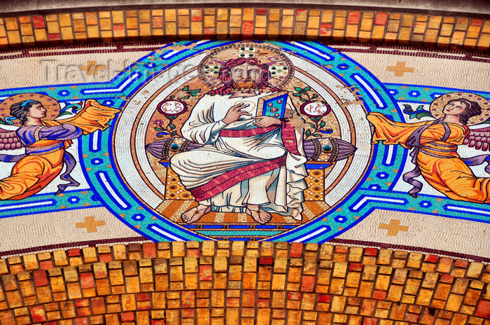 algeria201: Oran, Algeria / Algérie: Cathedral of the Sacred Heart of Jesus Christ - tiles - Christ on the façade - Boulevard Hammou Bou Tlelis - photo by M.Torres | Cathédrale du Sacré Cœur de Jésus - carreaux - Le Christ sur la façade - (c) Travel-Images.com - Stock Photography agency - Image Bank