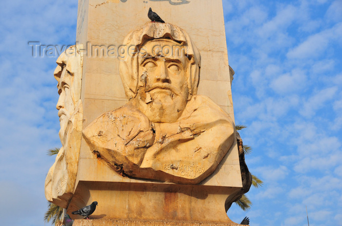 algeria231: Oran, Algeria / Algérie: Sidi Brahim monument - obelisk with the image of the Emir Abdelkader - photo by M.Torres | Monument de Sidi Brahim - buste de l’émir Abdelkader - Place du 1er Novembre 1954 - (c) Travel-Images.com - Stock Photography agency - Image Bank