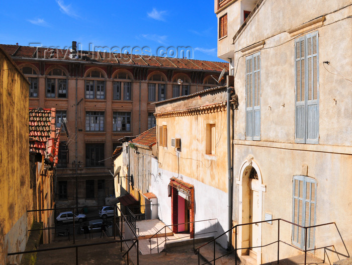 algeria348: Algeria / Algérie - Béjaïa / Bougie / Bgayet - Kabylie: stairs down to Fatima steet and Ibn Sina high school | escaliers menant au Lycée Ibn Sina, rue Fatima - photo by M.Torres - (c) Travel-Images.com - Stock Photography agency - Image Bank