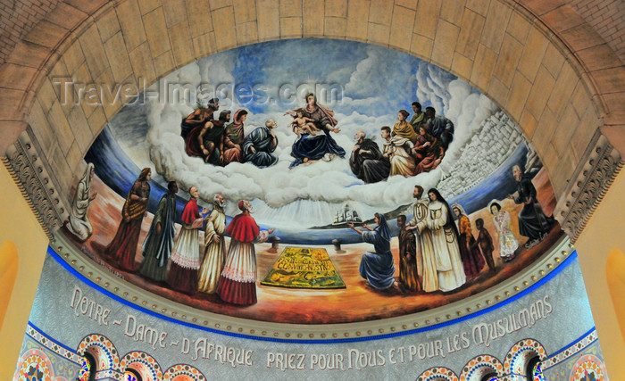 algeria585: Algiers / Alger - Algeria / Algérie: Notre Dame d'Afrique basilica - fresco above the apse - 'Our lady of Africa, pray for us and for the Muslims' | Basilique Notre-Dame d'Afrique - fresque au-dessus de l'abside - 'Notre Dame d'Afrique priez pour nous et pour les Musulmans' - photo by M.Torres - (c) Travel-Images.com - Stock Photography agency - Image Bank