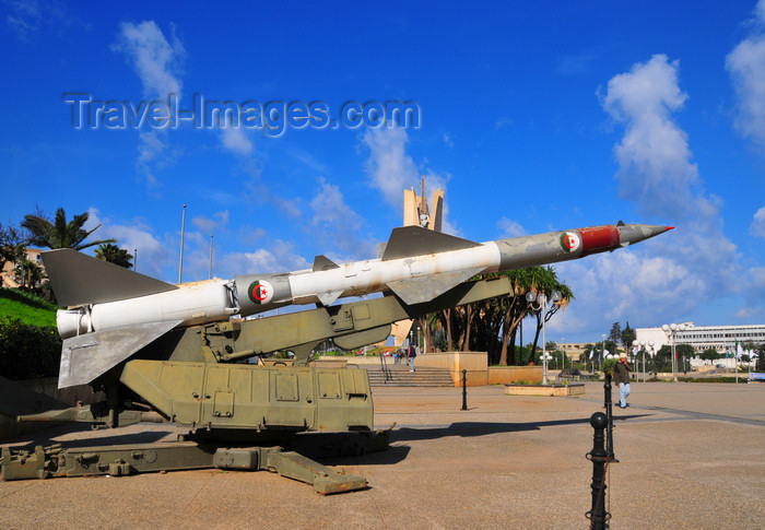 algeria693: Algiers / Alger - Algeria / Algérie: Soviet designed high-altitude, command guided, surface-to-air missile - Lavochkin OKB S-75 Dvina - NATO name SA-2 Guideline - Military Museum - Riad El Feth square, El Madania | SA-2 / Lavochkin OKB S-75 Dvina - missile soviétique sol-air guidé par radar - esplanade Riad El Feth, El Madania - photo by M.Torres - (c) Travel-Images.com - Stock Photography agency - Image Bank