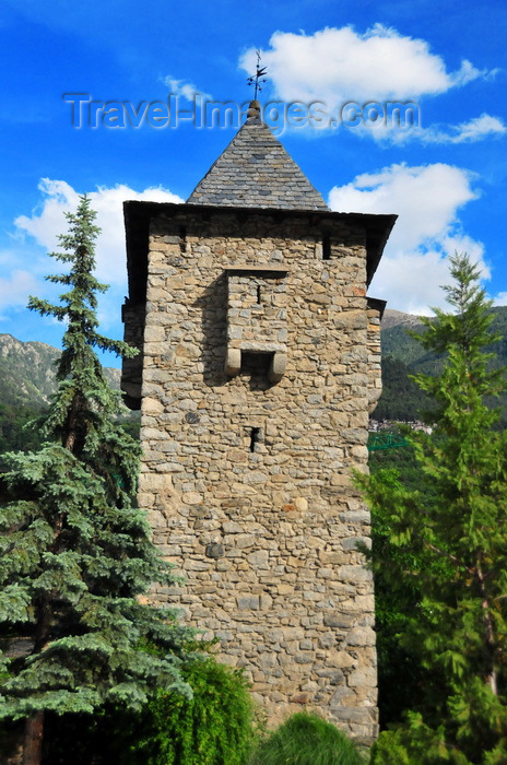 andorra55: Andorra la Vella, Andorra: Casa de la Vall - granite tower and trees - Consell General d'Andorra - Carrer de la Vall - photo by M.Torres - (c) Travel-Images.com - Stock Photography agency - Image Bank