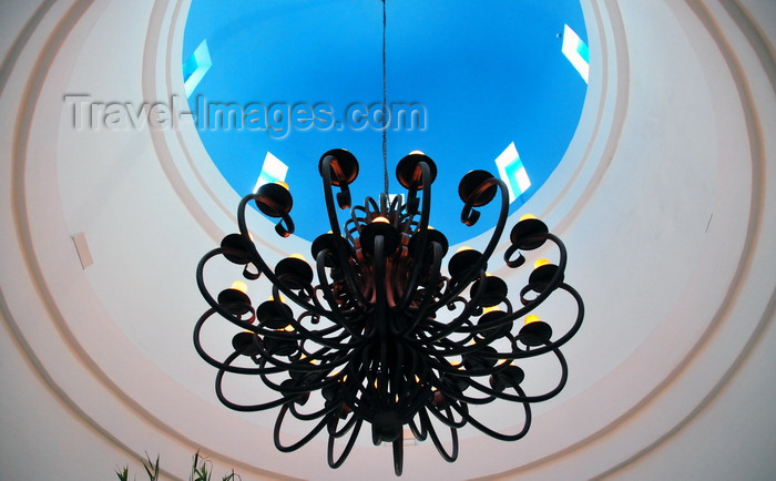 anguilla2: Rendezvous Bay, Anguilla: CuisinArt Resort and Spa - chandelier and Greek style blue dome - photo by M.Torres - (c) Travel-Images.com - Stock Photography agency - Image Bank