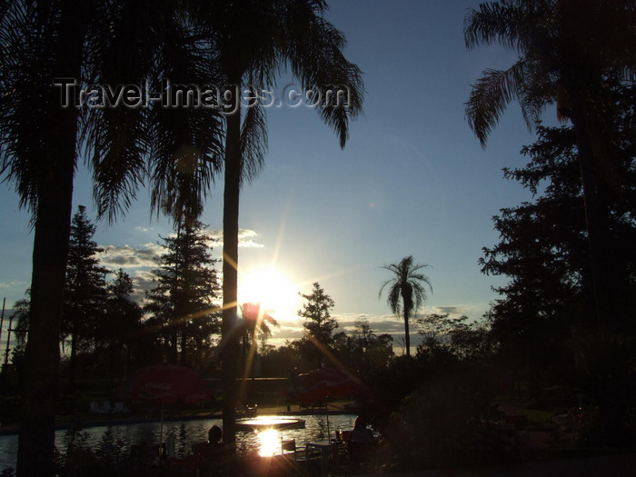 argentina213: Argentina - Iguazu - swimmingpool  and tree silhouettes - images of South America by M.Bergsma - (c) Travel-Images.com - Stock Photography agency - Image Bank