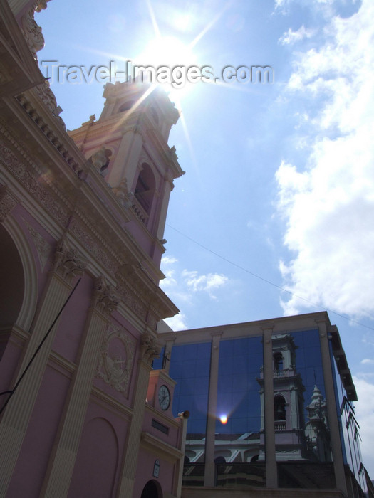 argentina252: Argentina - Salta - Cathedral reflecting on glass façade - images of South America by M.Bergsma - (c) Travel-Images.com - Stock Photography agency - Image Bank