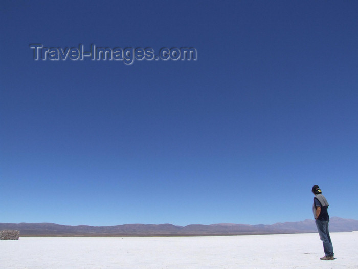 argentina288: Argentina - Salta province - Salinas Grandes - horizon - man and salt - images of South America by M.Bergsma - (c) Travel-Images.com - Stock Photography agency - Image Bank