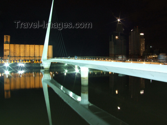 argentina344: Argentina - Buenos Aires - Puerto Madero - bridge and silosnocturnal - images of South America by M.Bergsma - (c) Travel-Images.com - Stock Photography agency - Image Bank