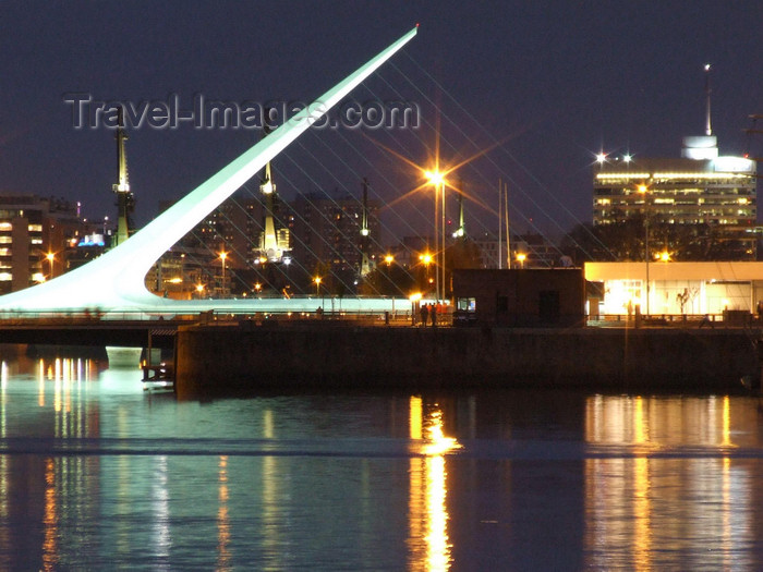 argentina345: Argentina - Buenos Aires - Puerto Madero - harp bridge - nocturnal - images of South America by M.Bergsma - (c) Travel-Images.com - Stock Photography agency - Image Bank