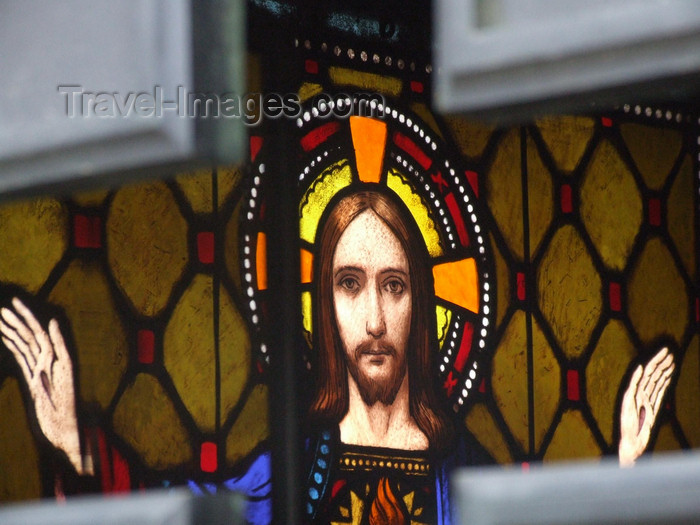 argentina353: Argentina - Buenos Aires - Recoleta cemetery - Christ - stained glass - images of South America by M.Bergsma - (c) Travel-Images.com - Stock Photography agency - Image Bank