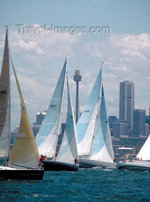 australia10: Australia - Sydney - NSW: Yachts position themselves for the start of the annual Sydney-Hobert race - photo by Rod Eime - (c) Travel-Images.com - Stock Photography agency - Image Bank