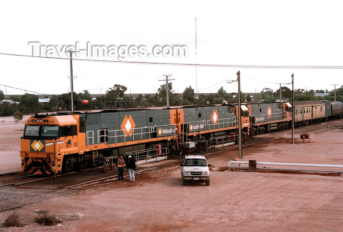 australia381: Australia - Cook (SA): goods train stops for refueling at the Nullarbor outpost - photo by Rod Eime - (c) Travel-Images.com - Stock Photography agency - Image Bank