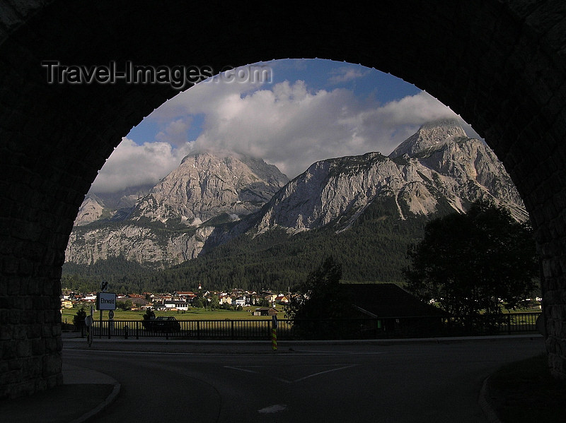 austria105: Austria - Ehrwald, Tirol: view of the Zugspitze from a tunnel - German-Austrian border - Bavarian Alps - Wetterstein range in the northern Kalkalpen - photo by J.Kaman - (c) Travel-Images.com - Stock Photography agency - Image Bank
