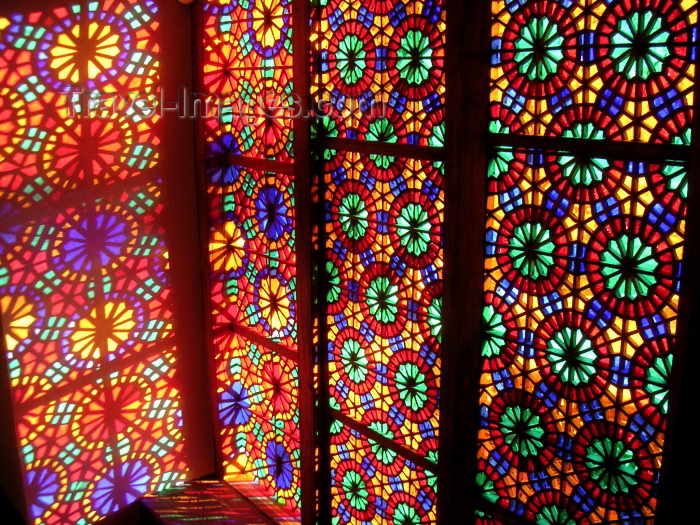 azer141: Azerbaijan - Sheki: window - stained glass work known as 'shebeke / shabaka' - the Khan's palace - projection of colours - photo by A.Kilroy - (c) Travel-Images.com - Stock Photography agency - Image Bank