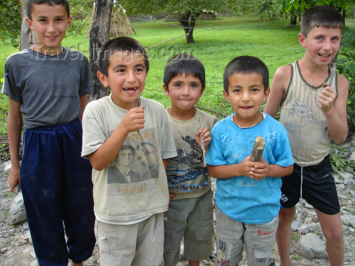 azer180: Vandam - Qabala Rayonu, Azerbaijan: Boy band performing on the side road towards the Dumya - photo by F.MacLachlan - (c) Travel-Images.com - Stock Photography agency - Image Bank