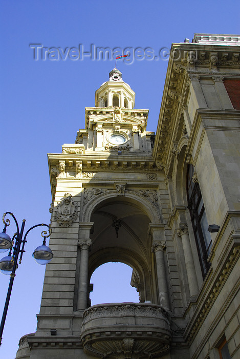 azer408: Azerbaijan - Baku: city hall balcony and clock tower - Istiglal st. - photo by Miguel Torres - (c) Travel-Images.com - Stock Photography agency - Image Bank