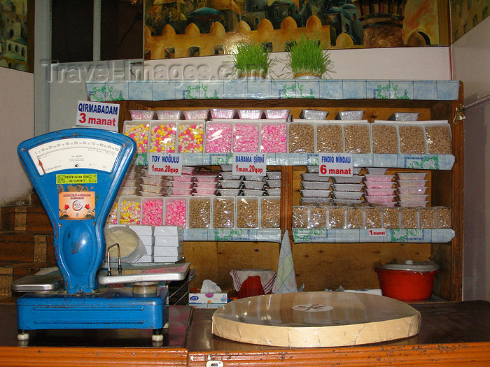 azer433: Sheki / Shaki - Azerbaijan: interior of a halva shop - sweets - photo by N.Mahmudova - (c) Travel-Images.com - Stock Photography agency - Image Bank