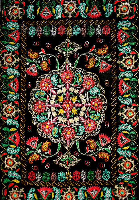 azer445: Sheki / Shaki - Azerbaijan: embroidery - Mutaki case - XIX century - Albanian church - Museum of applied art - photo by N.Mahmudova - (c) Travel-Images.com - Stock Photography agency - Image Bank