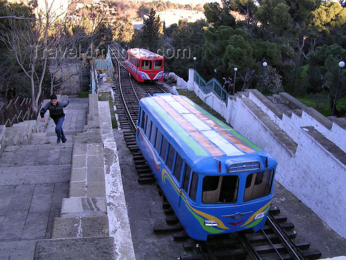 azer521: Baku, Azerbaijan: funicular railway - arriving at Martyrs Lane - photo by G.Monssen - (c) Travel-Images.com - Stock Photography agency - Image Bank