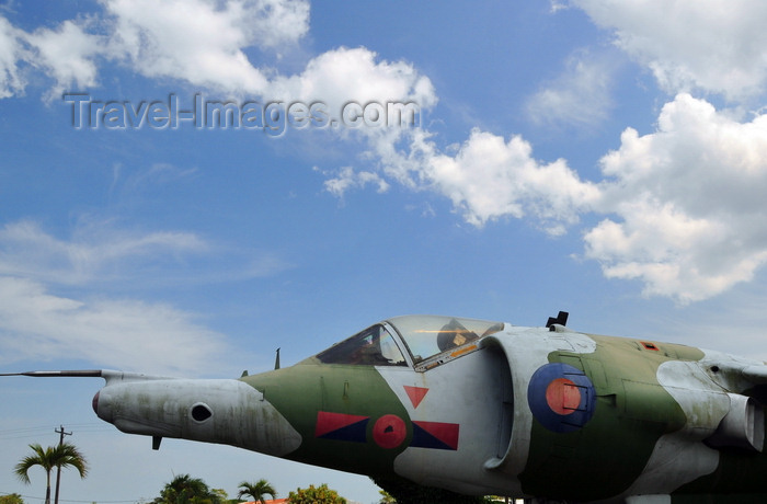 belize18: Belize City, Belize: Belize city airport - RAF Hawker Siddeley Harrier GR.Mk.3 ZD668 of BRITFORBEL - Philip S. W. Goldson International Airport - photo by M.Torres - (c) Travel-Images.com - Stock Photography agency - Image Bank