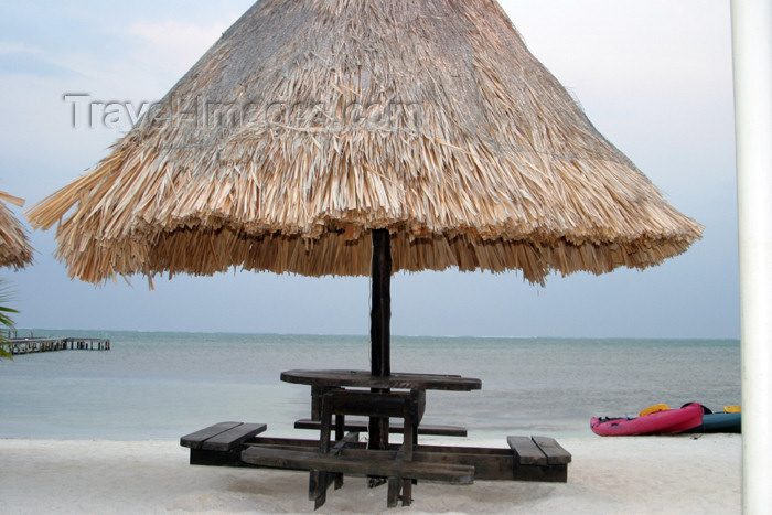 belize23: Belize - Caye Caulker: beach umbrella - photo by C.Palacio - (c) Travel-Images.com - Stock Photography agency - Image Bank