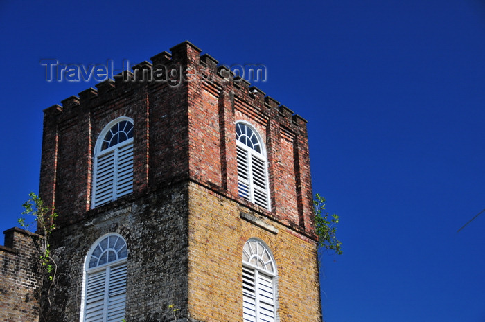 belize99: Belize City, Belize: St. John's Anglican cathedral - tower detail - built by slaves using bricks brought from Britain as ship ballast - photo by M.Torres - (c) Travel-Images.com - Stock Photography agency - Image Bank