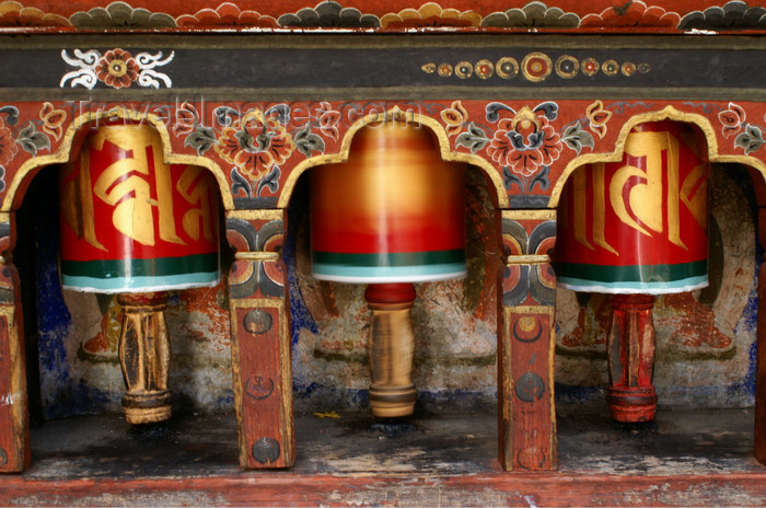 bhutan106: Bhutan - Paro dzongkhag - Prayer wheels in Kyichu Lhakhang, near Paro - photo by A.Ferrari - (c) Travel-Images.com - Stock Photography agency - Image Bank