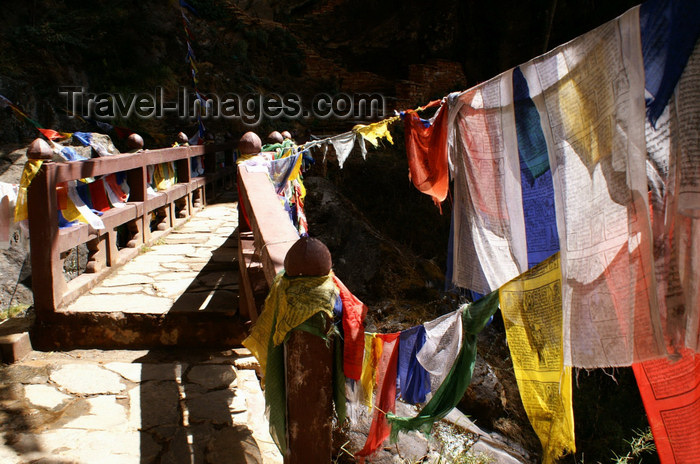 bhutan137: Bhutan - Paro dzongkhag - small bridge with prayer flags, on the way to Taktshang Goemba - photo by A.Ferrari - (c) Travel-Images.com - Stock Photography agency - Image Bank