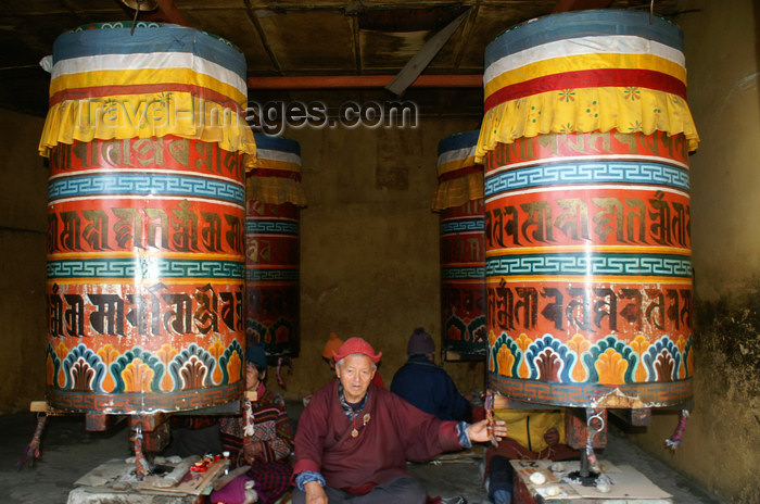 bhutan193: Bhutan - Thimphu - large prayer wheels in the National Memorial Chorten - photo by A.Ferrari - (c) Travel-Images.com - Stock Photography agency - Image Bank