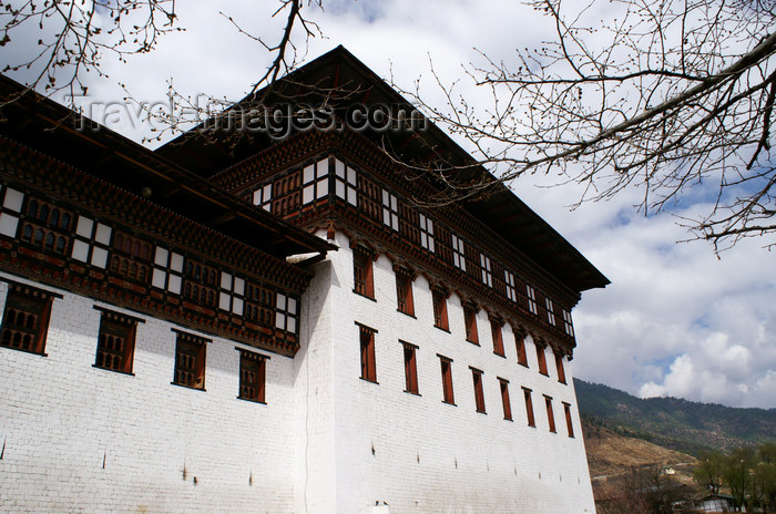 bhutan201: Bhutan - Thimphu - Trashi Chhoe Dzong - tower - photo by A.Ferrari - (c) Travel-Images.com - Stock Photography agency - Image Bank