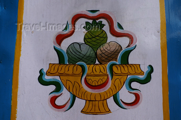 bhutan237: Bhutan - fruit - Buddhist symbol, on the gate of Cheri Goemba - photo by A.Ferrari - (c) Travel-Images.com - Stock Photography agency - Image Bank