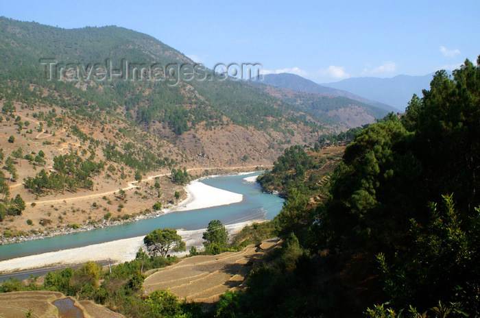 bhutan262: Bhutan - Punakha valley - river - photo by A.Ferrari - (c) Travel-Images.com - Stock Photography agency - Image Bank