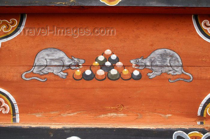 bhutan305: Bhutan - rats eating cakes - painting at the Dewachen Hotel in Tabiting, Phobjikha valley - photo by A.Ferrari - (c) Travel-Images.com - Stock Photography agency - Image Bank