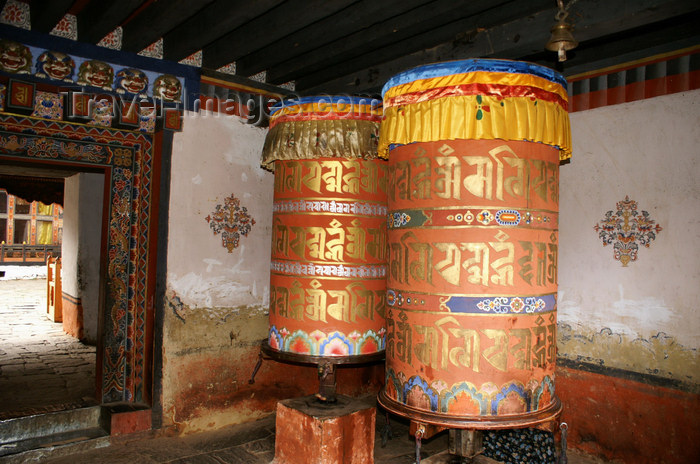 bhutan332: Bhutan - Jampa Lhakhang - large prayer wheels - photo by A.Ferrari - (c) Travel-Images.com - Stock Photography agency - Image Bank