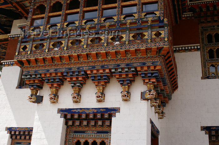 bhutan335: Bhutan - Zangto Pelri Lhakhang - balcony - wood carvings - photo by A.Ferrari - (c) Travel-Images.com - Stock Photography agency - Image Bank