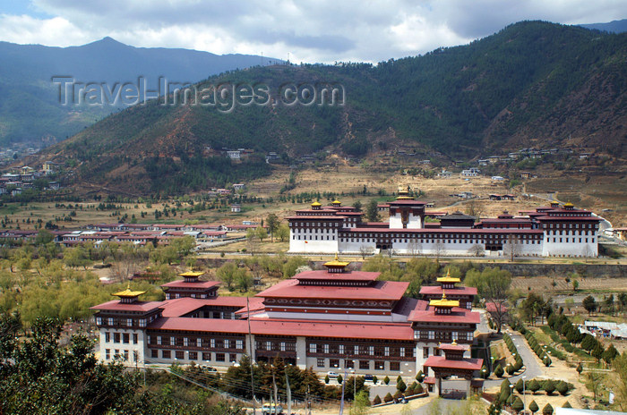 bhutan34: Bhutan - Thimphu - SAARC building, facing Trashi Chhoe Dzong - photo by A.Ferrari - (c) Travel-Images.com - Stock Photography agency - Image Bank