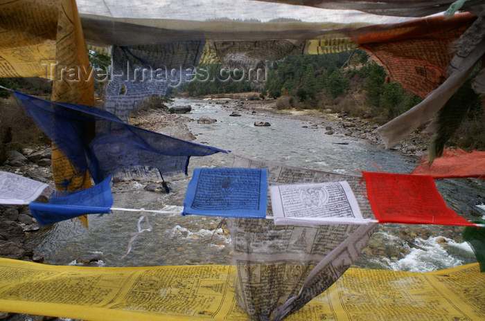 bhutan343: Bhutan - Bumthang valley - Prayer flags on a suspension bridge, over the Bhumthang Chhu river - photo by A.Ferrari - (c) Travel-Images.com - Stock Photography agency - Image Bank