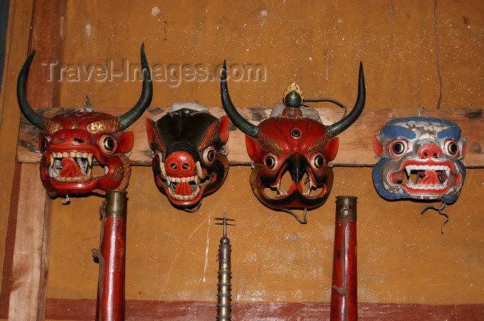 bhutan345: Bhutan - animal heads - Bhutanese festival masks, in the Ugyen Chholing palace - photo by A.Ferrari - (c) Travel-Images.com - Stock Photography agency - Image Bank