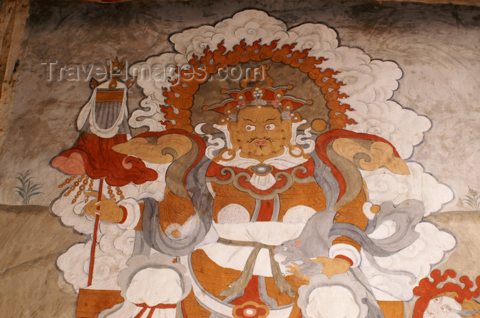 bhutan369: Bhutan - Shingkhar - Old painting of Namthose - photo by A.Ferrari - (c) Travel-Images.com - Stock Photography agency - Image Bank